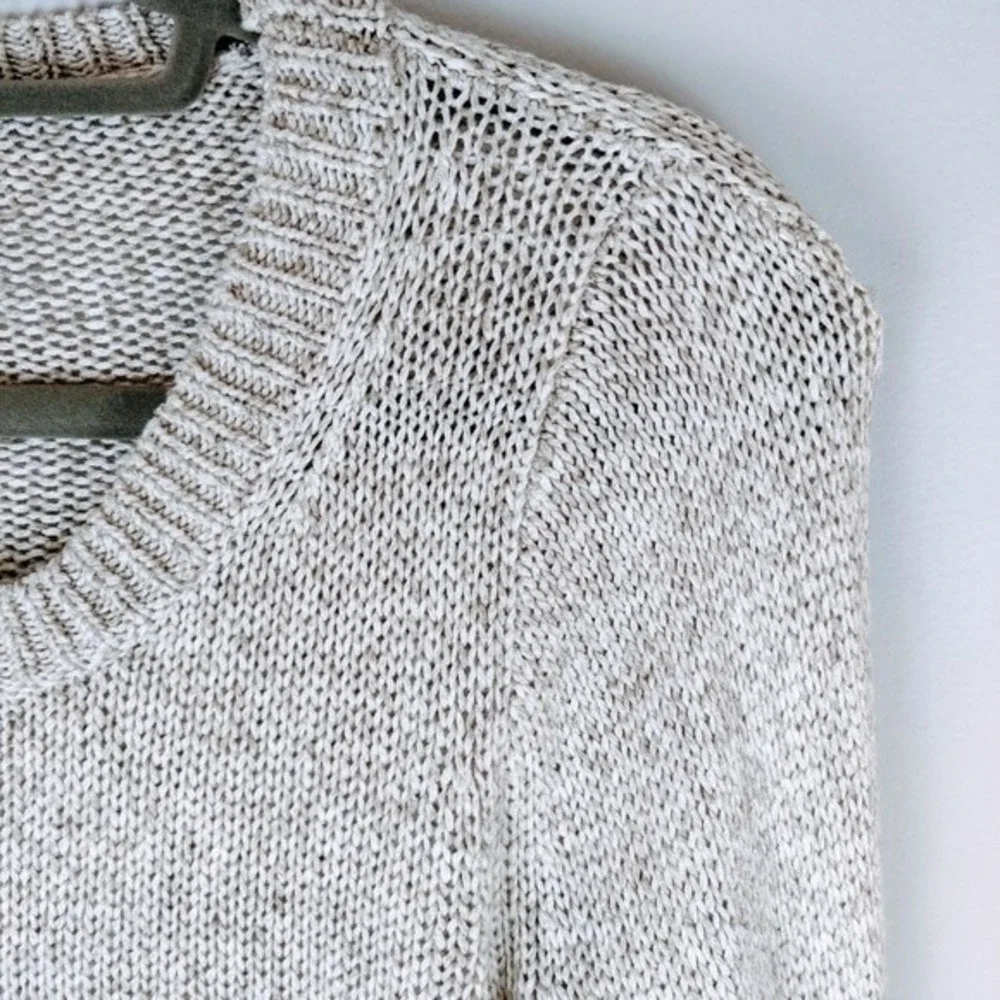 J. Crew Womens 3/4 Sleeve Knit Tunic Sweater Size XS Cream Minimalist Neutral‎